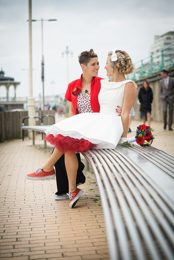 Civil Partnership, lesbian wedding, gay wedding, same sex wedding, retro 50s wedding, seaside wedding. Photography by Emmest Photography, find them here www.emmestphotography.co.uk