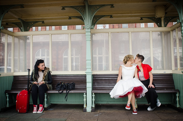 Civil Partnership, lesbian wedding, gay wedding, same sex wedding, retro 50s wedding, seaside wedding. Photography by Emmest Photography, find them here www.emmestphotography.co.uk