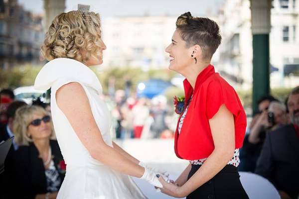 Civil Partnership, lesbian wedding, gay wedding, same sex wedding, retro 50s wedding, seaside wedding. Photography by Emmest Photography, find them here www.emmestphotography.co.uk