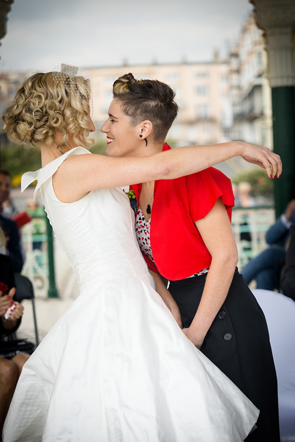 Civil Partnership, lesbian wedding, gay wedding, same sex wedding, retro 50s wedding, seaside wedding. Photography by Emmest Photography, find them here www.emmestphotography.co.uk