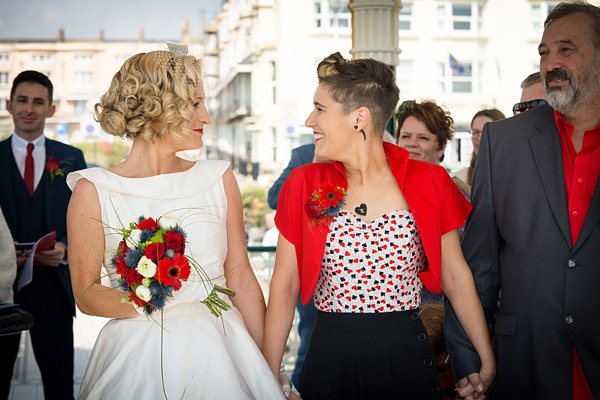 Civil Partnership, lesbian wedding, gay wedding, same sex wedding, retro 50s wedding, seaside wedding. Photography by Emmest Photography, find them here www.emmestphotography.co.uk