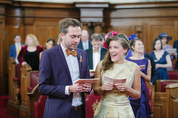 Dahlia flower crown, The Flower Appreciation Society, colourful wedding, London Canal Museum wedding, Islington Town Hall Wedding, Photography by Camilla Arnhold - find her at www.camillaarnholdphotography.com