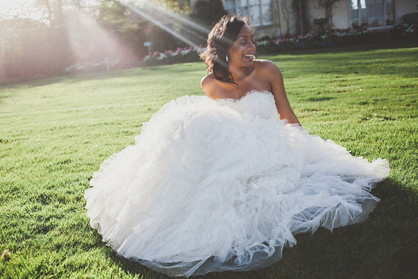 Beautiful black bride, 1950s vintage tiered wedding dress, Photography by Jordanna Marston