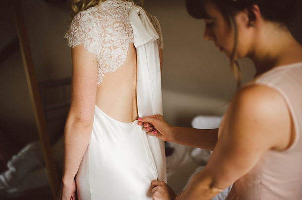 David Fielden Wedding Dress, rustic barn wedding, pastel colour wedding