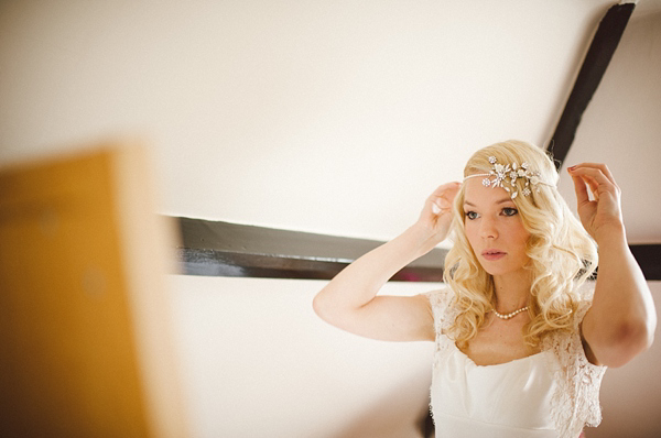 David Fielden Wedding Dress, rustic barn wedding, pastel colour wedding