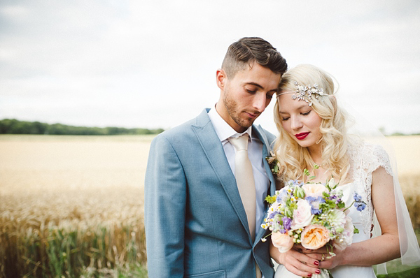 David Fielden Wedding Dress, rustic barn wedding, pastel colour wedding