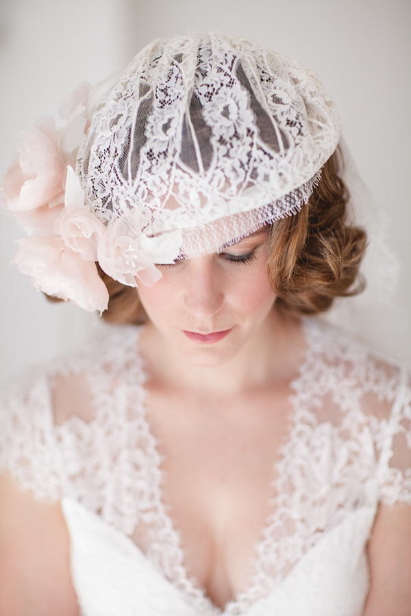 Claire Pettibone bride, Juliet cap veil,  Woburn Sculpture Gallery, Bedfordshire Wedding, Cat Hepple Photograpy