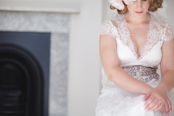 Claire Pettibone bride, Juliet cap veil,  Woburn Sculpture Gallery, Bedfordshire Wedding, Cat Hepple Photograpy