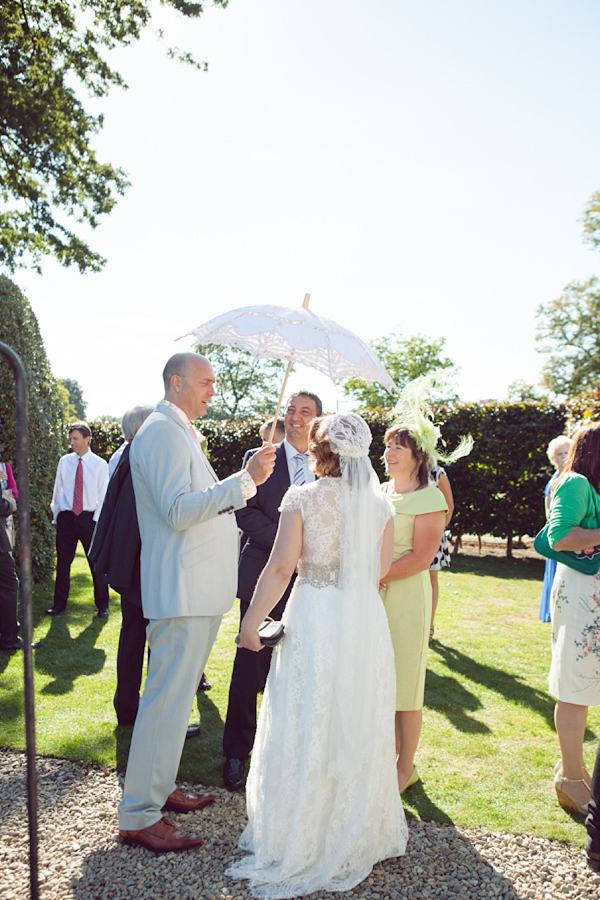 Claire Pettibone bride, Juliet cap veil,  Woburn Sculpture Gallery, Bedfordshire Wedding, Cat Hepple Photograpy