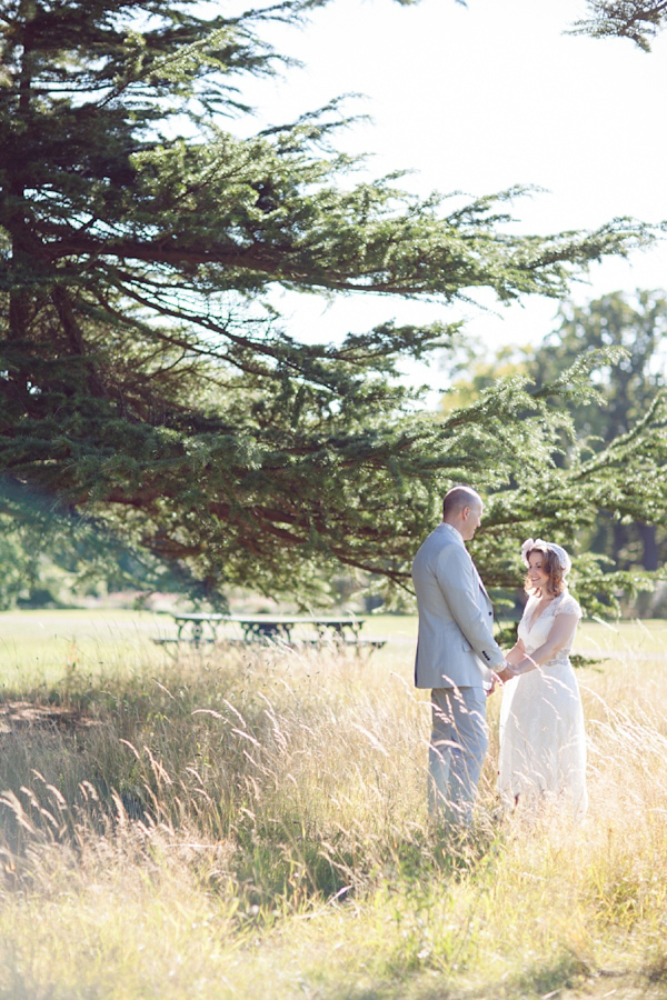 Claire Pettibone bride, Juliet cap veil,  Woburn Sculpture Gallery, Bedfordshire Wedding, Cat Hepple Photograpy