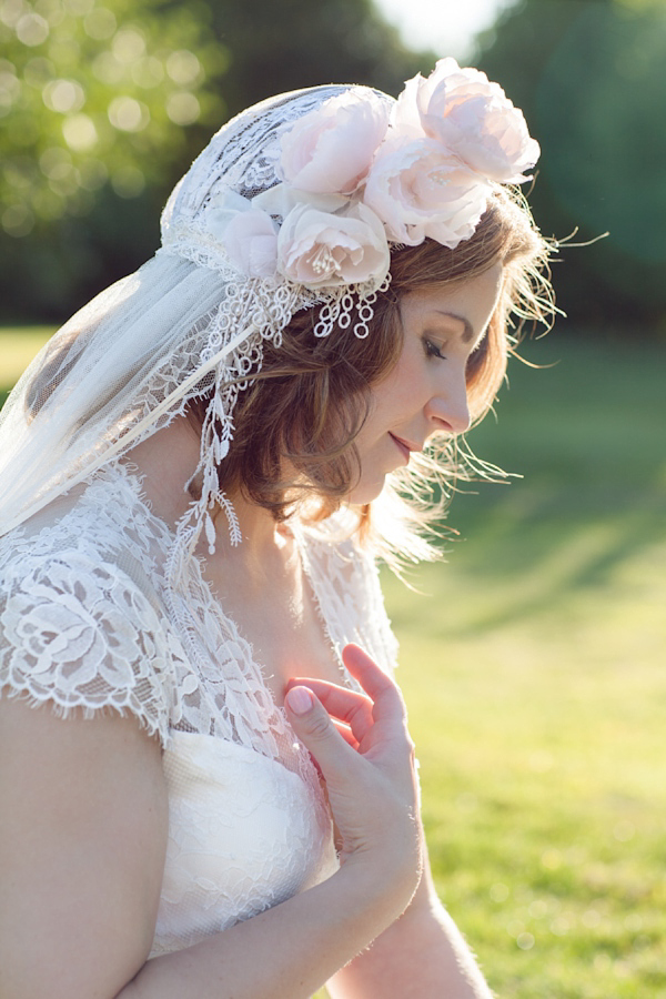 Claire Pettibone bride, Juliet cap veil,  Woburn Sculpture Gallery, Bedfordshire Wedding, Cat Hepple Photograpy