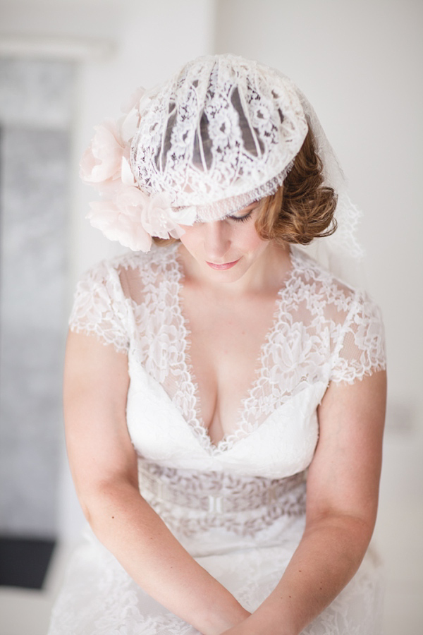 Claire Pettibone bride, Juliet cap veil,  Woburn Sculpture Gallery, Bedfordshire Wedding, Cat Hepple Photograpy