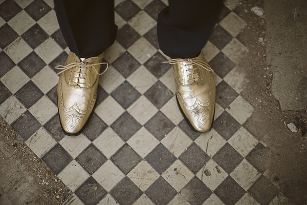 Mint green wedding, gold wedding, alternative wedding, gold wedding shoes, Photography by Tom Ravenshear