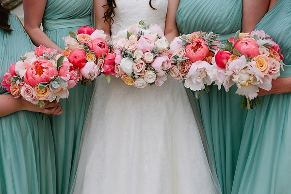 Seafoam green wedding, coral wedding, pastel colour wedding, Kate Sherford wedding dress, Photography by Tarah Coonan