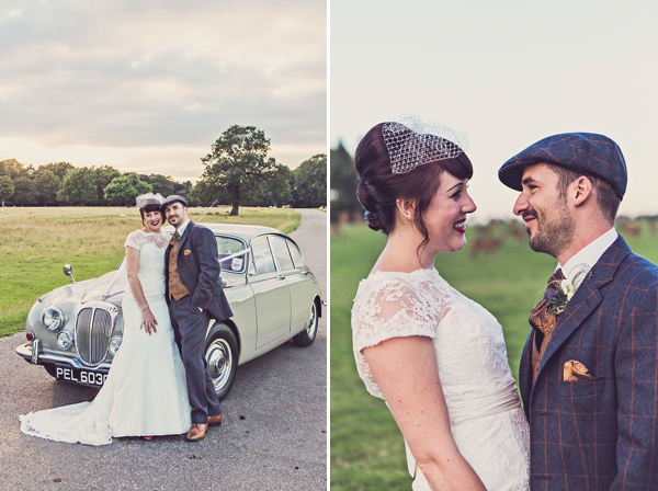 Mad Hatters tea party style wedding, Groom in tweed, flat cap, photography by Claire Penn