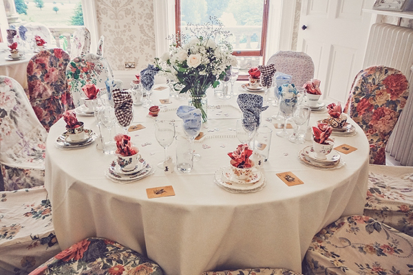 Mad Hatters tea party style wedding, Groom in tweed, flat cap, photography by Claire Penn