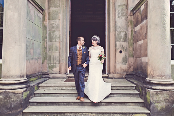 Mad Hatters tea party style wedding, Groom in tweed, flat cap, photography by Claire Penn