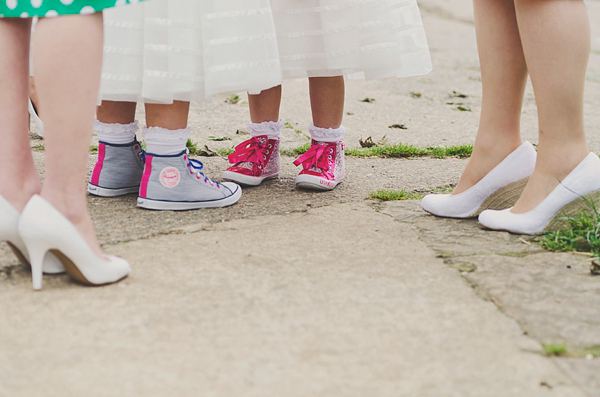 Hand fasting colourful outdoor wedding