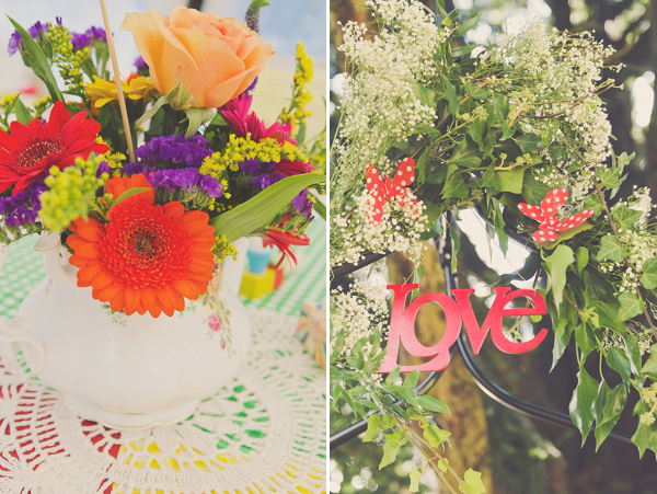 Hand fasting colourful outdoor wedding