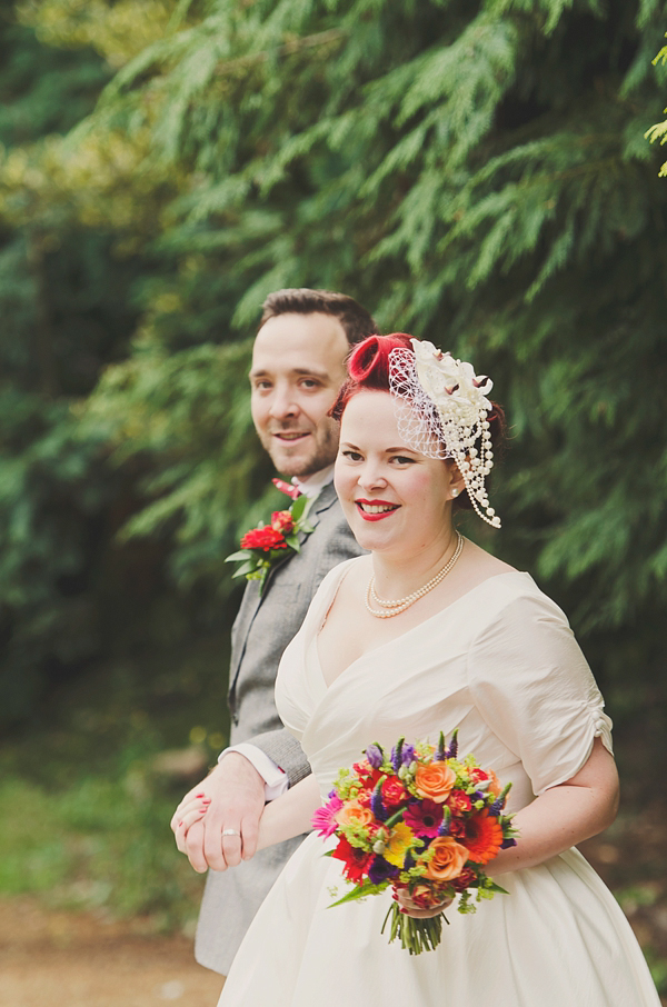 Hand fasting colourful outdoor wedding