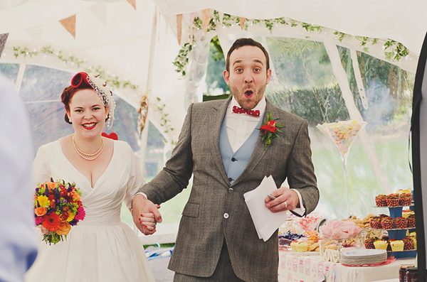 Hand fasting colourful outdoor wedding