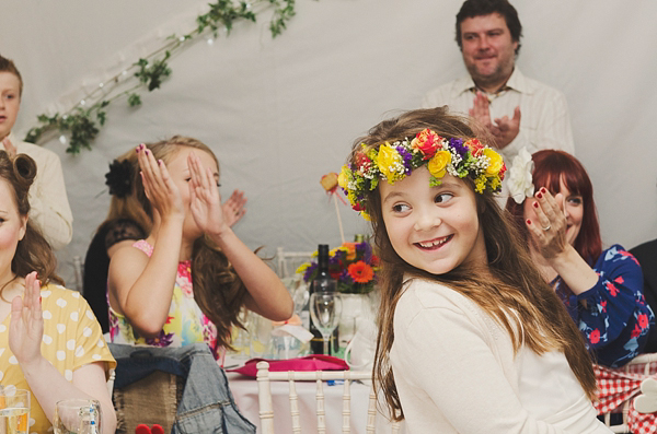 Hand fasting colourful outdoor wedding