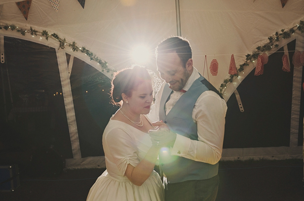 Hand fasting colourful outdoor wedding