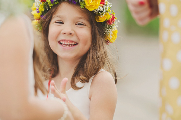 Hand fasting colourful outdoor wedding