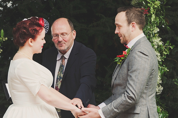 Hand fasting colourful outdoor wedding