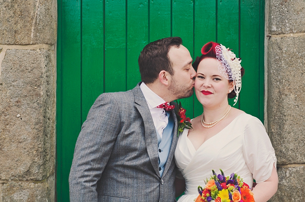 Hand fasting colourful outdoor wedding