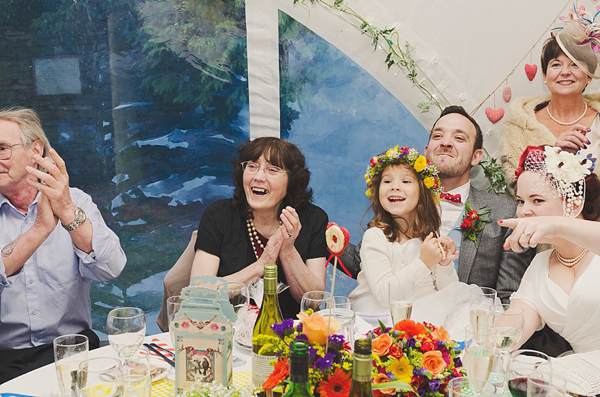 Hand fasting colourful outdoor wedding