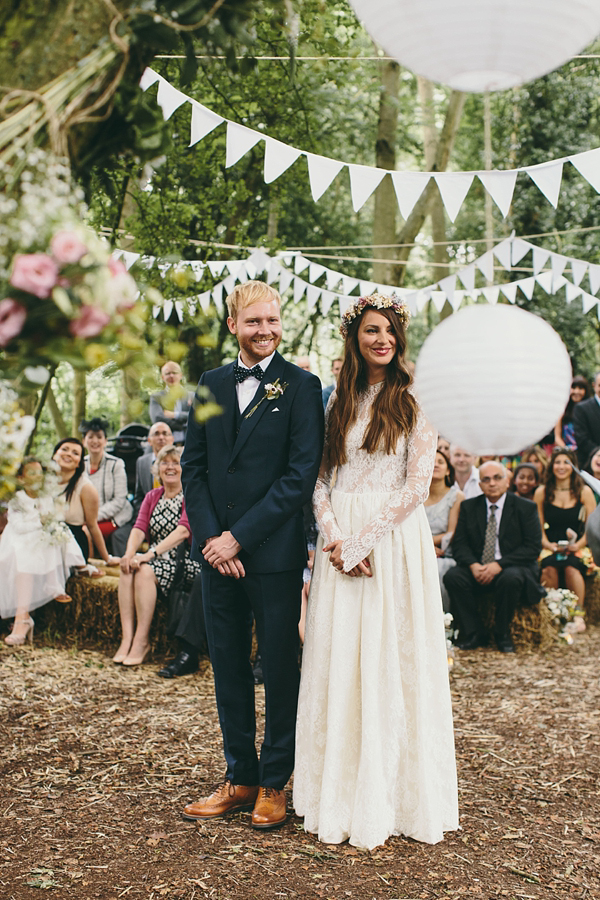 Floral crown, flower crown, Katya Katya Shehurina wedding dress, woodland wedding, Scraptoft Hill Farm wedding, Rebecca Goddard Photography