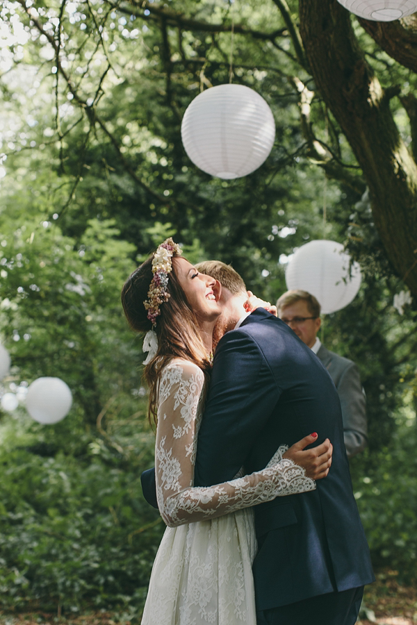 Floral crown, flower crown, Katya Katya Shehurina wedding dress, woodland wedding, Scraptoft Hill Farm wedding, Rebecca Goddard Photography