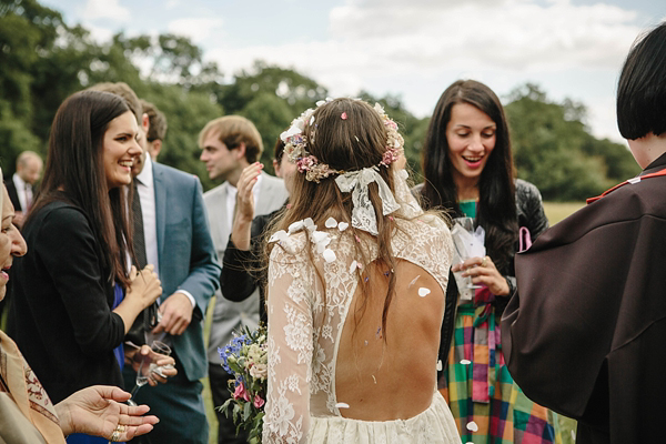 Floral crown, flower crown, Katya Katya Shehurina wedding dress, woodland wedding, Scraptoft Hill Farm wedding, Rebecca Goddard Photography