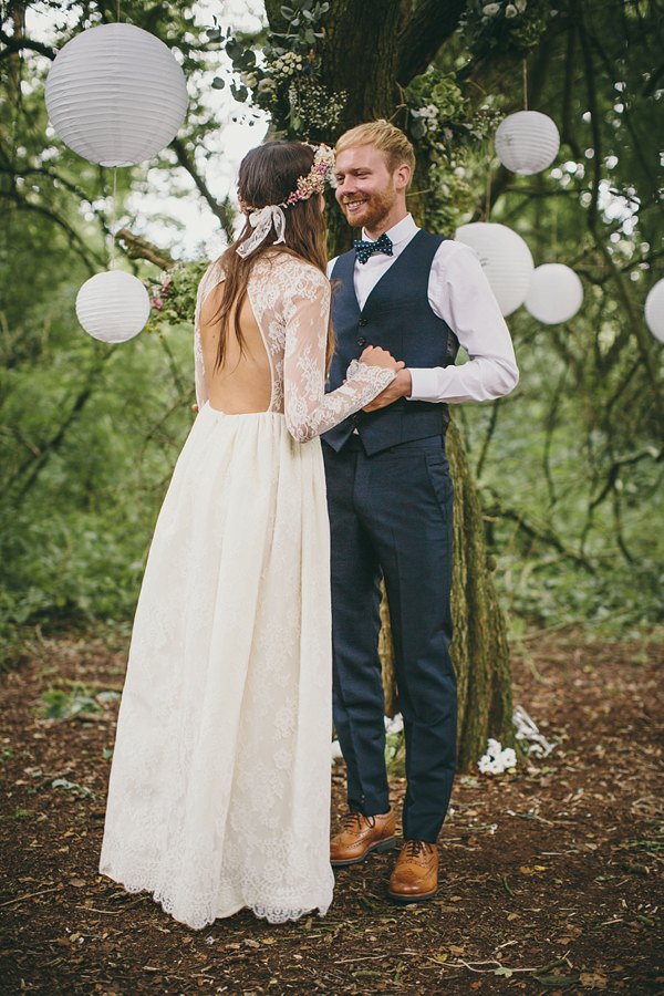 Floral crown, flower crown, Katya Katya Shehurina wedding dress, woodland wedding, Scraptoft Hill Farm wedding, Rebecca Goddard Photography