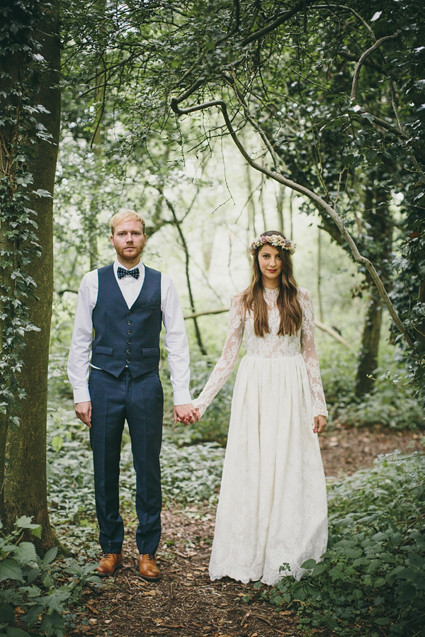 Floral crown, flower crown, Katya Katya Shehurina wedding dress, woodland wedding, Scraptoft Hill Farm wedding, Rebecca Goddard Photography