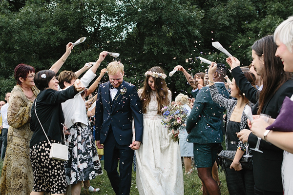 Floral crown, flower crown, Katya Katya Shehurina wedding dress, woodland wedding, Scraptoft Hill Farm wedding, Rebecca Goddard Photography