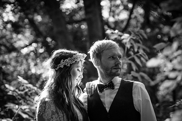 Floral crown, flower crown, Katya Katya Shehurina wedding dress, woodland wedding, Scraptoft Hill Farm wedding, Rebecca Goddard Photography