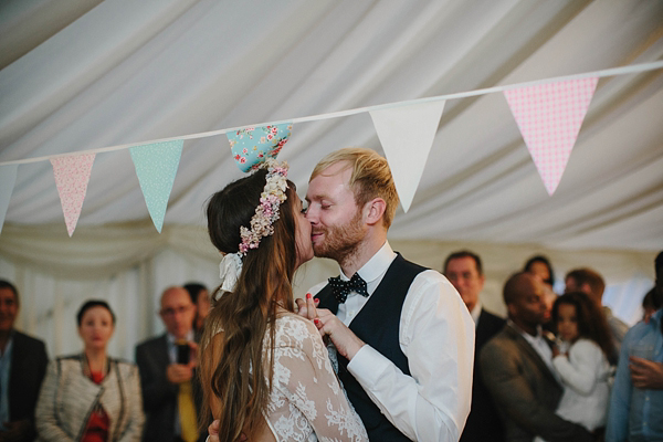 Floral crown, flower crown, Katya Katya Shehurina wedding dress, woodland wedding, Scraptoft Hill Farm wedding, Rebecca Goddard Photography