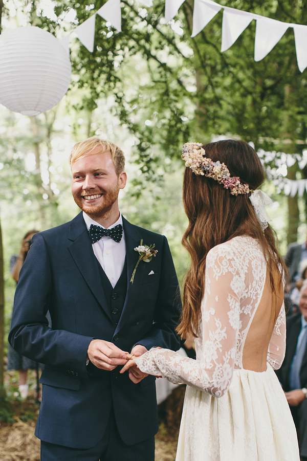 Floral crown, flower crown, Katya Katya Shehurina wedding dress, woodland wedding, Scraptoft Hill Farm wedding, Rebecca Goddard Photography