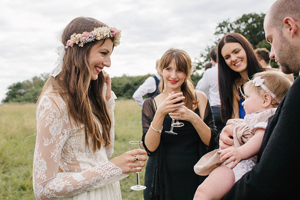 Floral crown, flower crown, Katya Katya Shehurina wedding dress, woodland wedding, Scraptoft Hill Farm wedding, Rebecca Goddard Photography