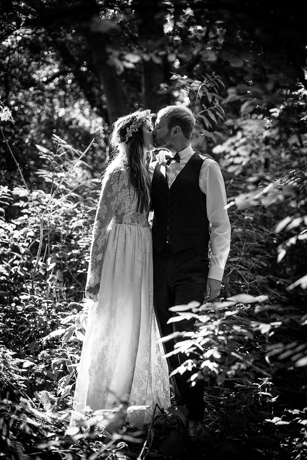 Floral crown, flower crown, Katya Katya Shehurina wedding dress, woodland wedding, Scraptoft Hill Farm wedding, Rebecca Goddard Photography