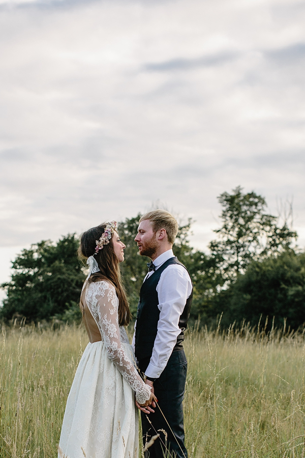 Floral crown, flower crown, Katya Katya Shehurina wedding dress, woodland wedding, Scraptoft Hill Farm wedding, Rebecca Goddard Photography