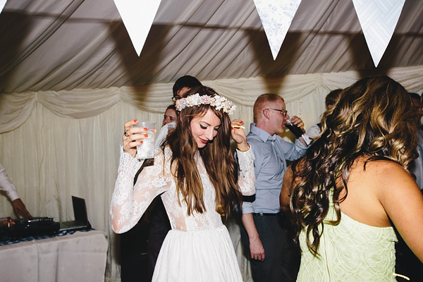 Floral crown, flower crown, Katya Katya Shehurina wedding dress, woodland wedding, Scraptoft Hill Farm wedding, Rebecca Goddard Photography