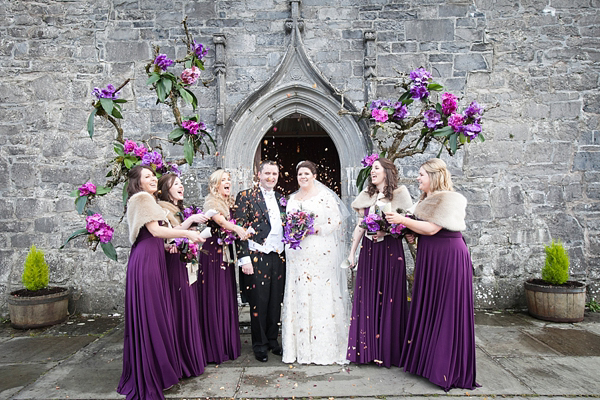 Suzanne Neville Wedding Dress, Irish Wedding, wedding in Ireland, Christmas wedding, Winter wedding, Purple wedding, Photography by Paul Kelly