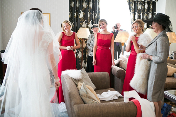 Suzanne Neville wedding dress, Christmas wedding, Winter wedding, Photography by David Long