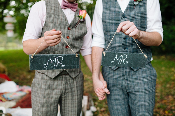 Gay wedding inspiration, Autumn wedding, outdoor wedding, wedding picnic, Styling by wedding planner Matthew Oliver, Photography by Hayley Savage