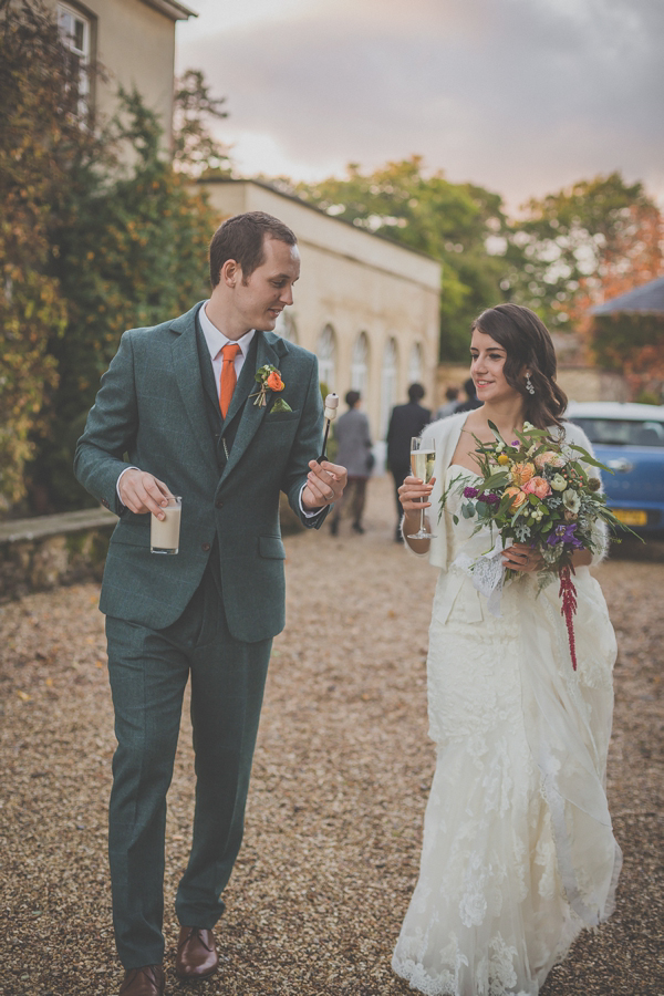 Benjamin Roberts wedding dress, rustic Autumn wedding, Photography by Michelle Lindsell