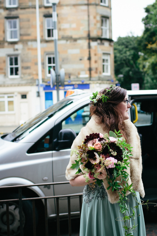 Rowanjoy pale green wedding dress, Eclectic Edinburgh wedding, Caro Weiss Photography