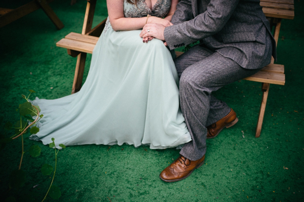 Rowanjoy pale green wedding dress, Eclectic Edinburgh wedding, Caro Weiss Photography